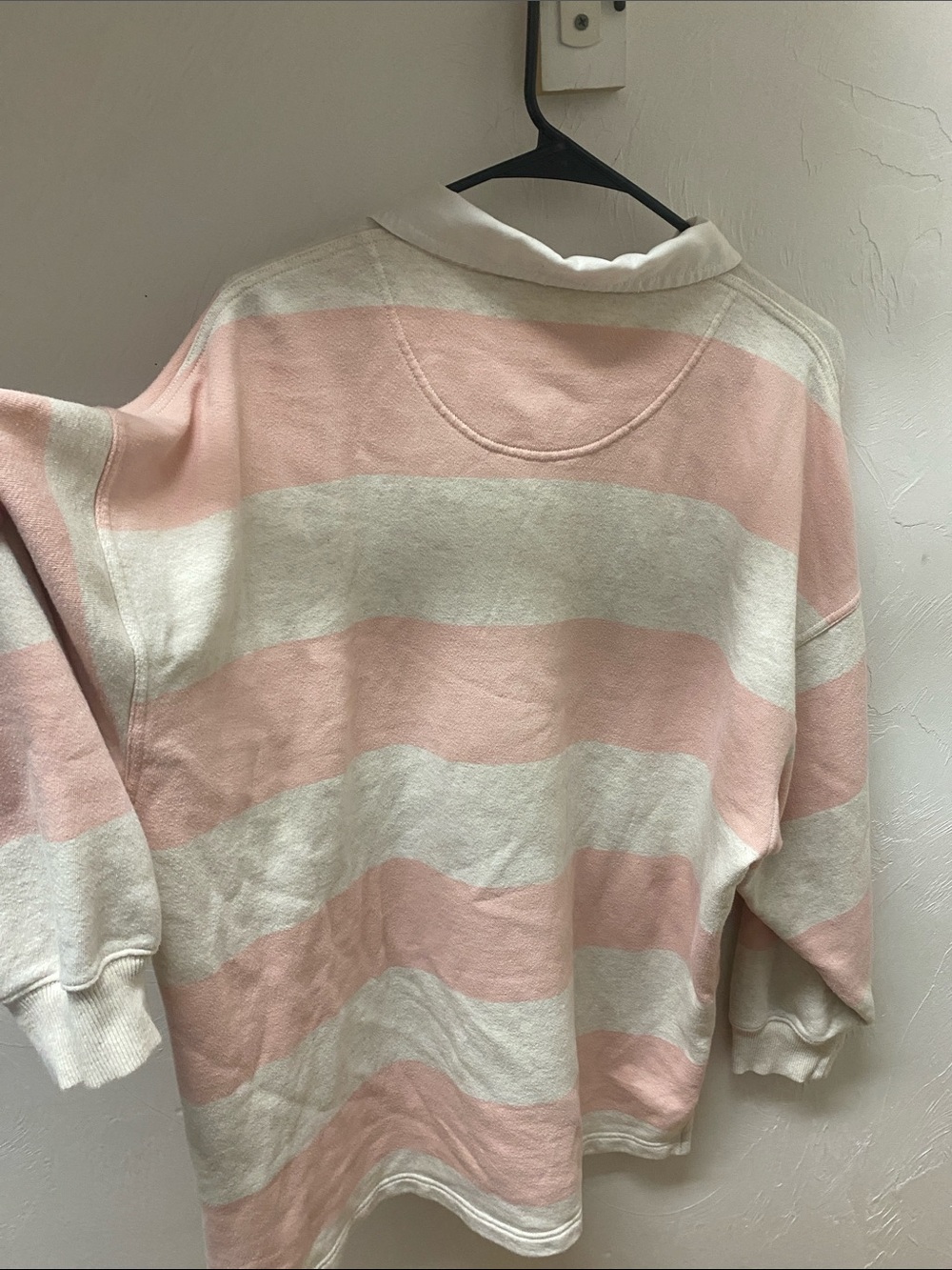 Aerie Women’s Pink and Cream Striped Rugby Sweater - Picture 4 of 4